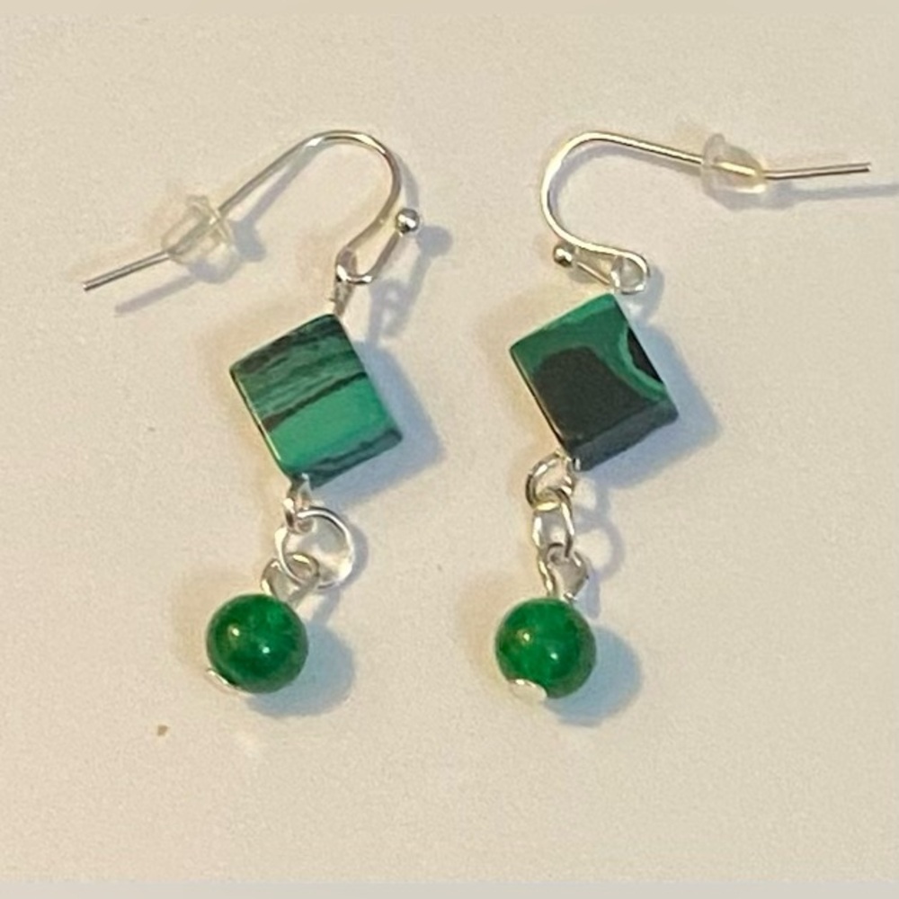 NEW Malachite & Jade crystal earrings